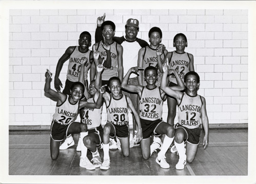 Langston Blazers boys basketball team, ca. 1950. This team was formed through Arlington's Negro Recreation Division, part of the Parks and Recreation Department. Source: Center for Local History, Arlington Public Library.