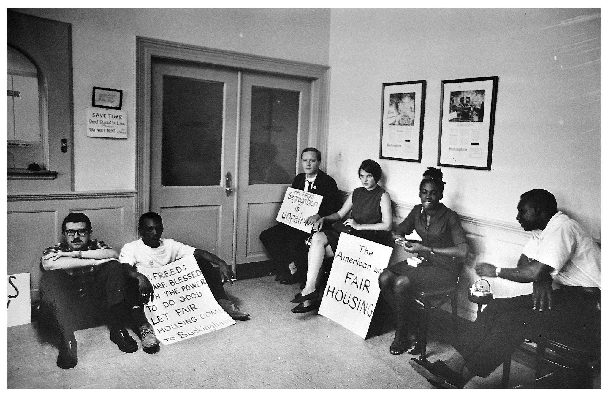 Civil rights demonstrators in Arlington staged a sit-in at the rental office of Buckingham Apartments on June 9, 1966, demanding fair access to rental property.DC Public Library, Star Collection © Washington Post.