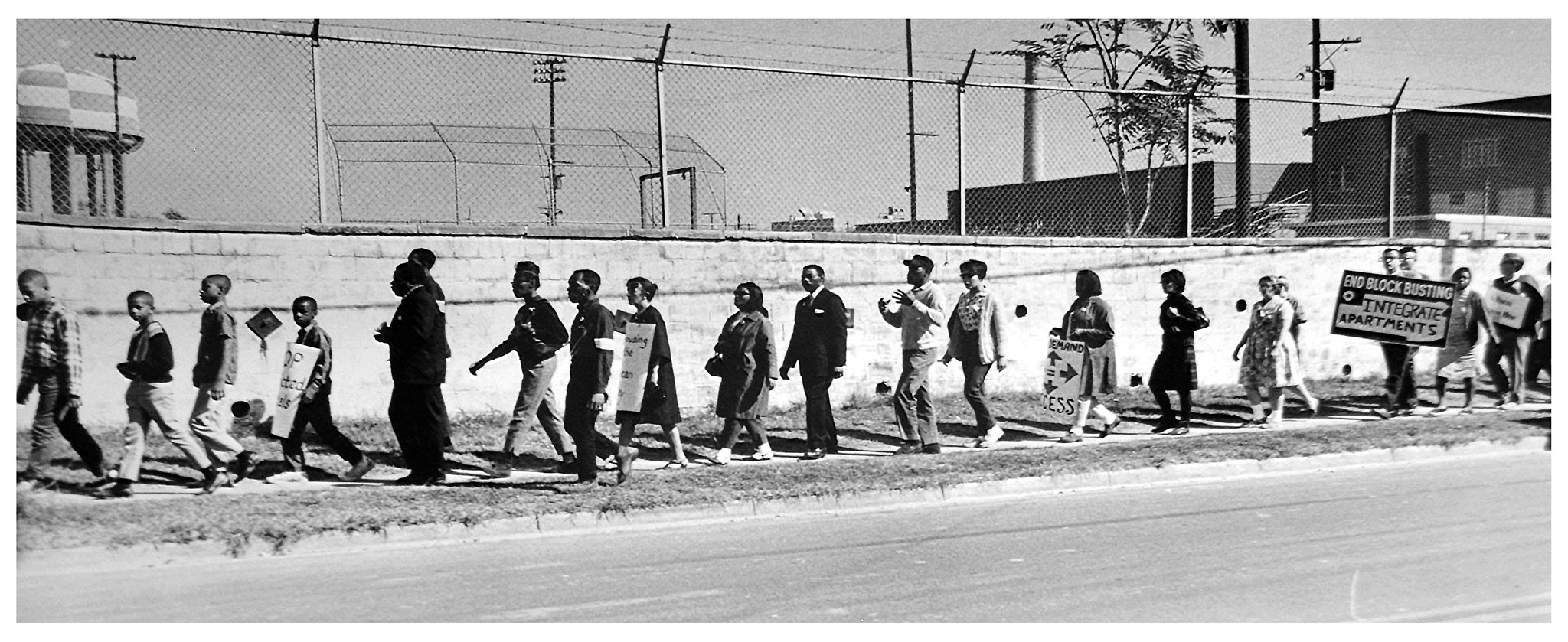 Advocates for open housing in Northern Virginia march through Alexandria on October 8, 1966, the first day of a three-day, 14-mile trek. DC Public Library, Star Collection © Washington Post.