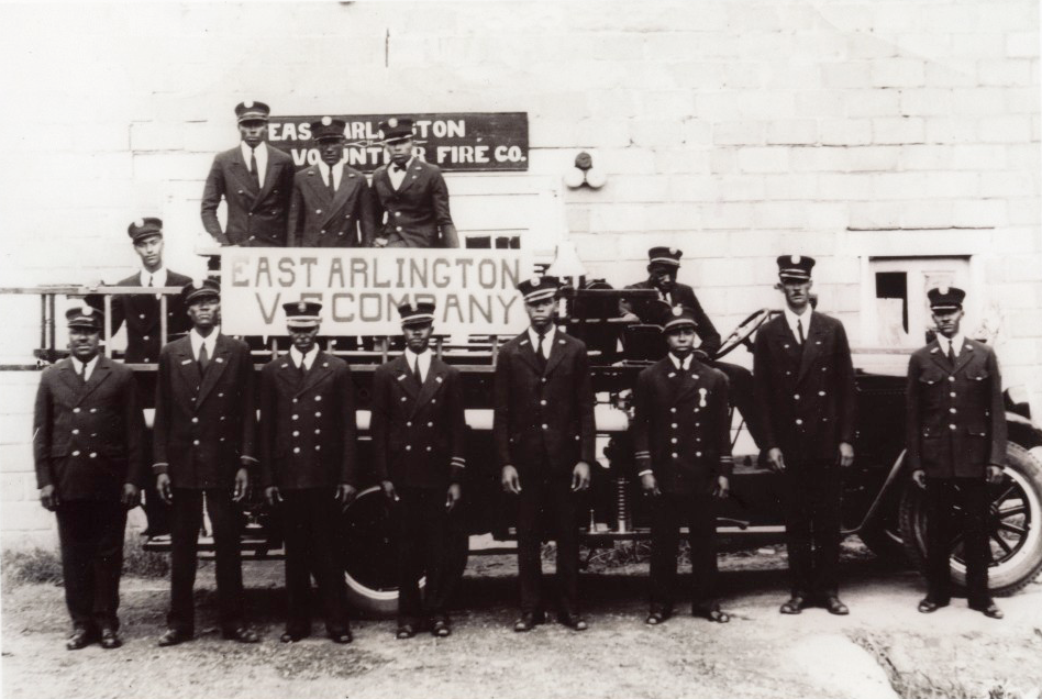 East Arlington Volunteer Fire Company, also known as “The Fire Eaters.” For decades during segregation, Fire Station #8 was the only Arlington, Va. station staffed by African Americans. Formed in 1925 and disbanded by the County Board in February 1941 as the neighborhood was transformed by construction of the Pentagon. Source: Center for Local History, Arlington Public Library.