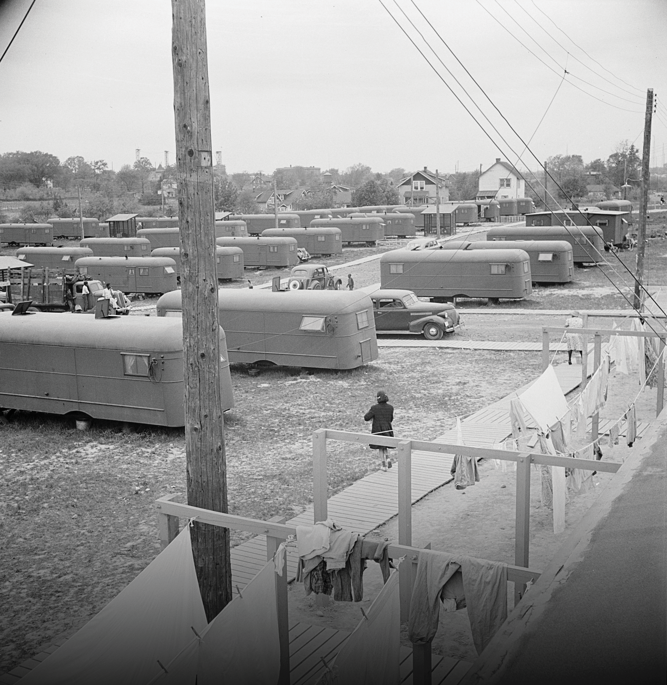 Trailer camp for displaced Black residents, Arlington, 1942. Library of Congress.